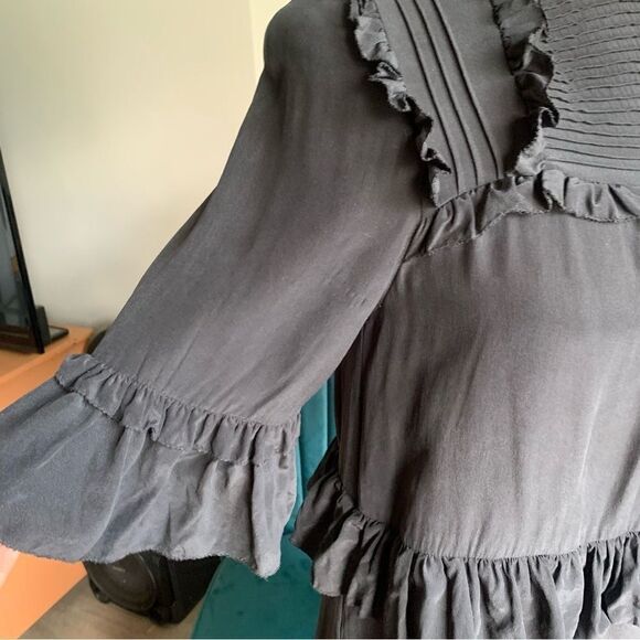 ULLA JOHNSON BLACK SILK MINI DRESS - Picture 12 of 15